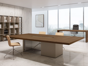 MAGNUM - Rectangular wooden meeting table with electrical outlets _ About Office